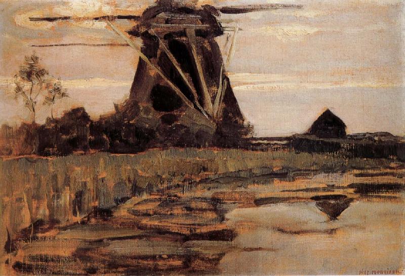 Piet Mondrian French mill near the river oil painting picture